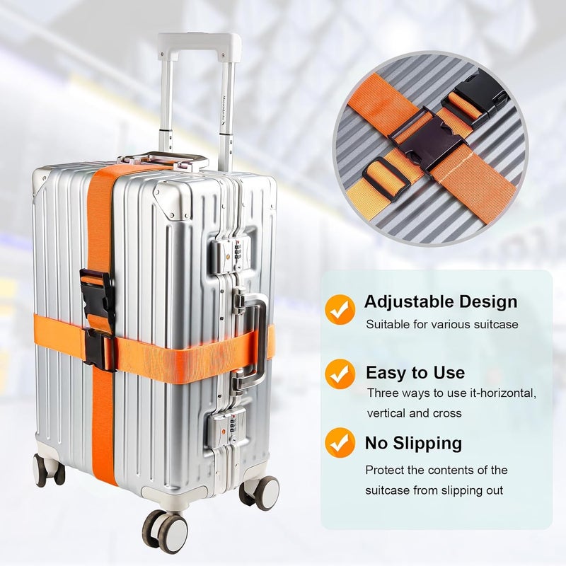 collwait Luggage Straps for Suitcases TSA Approved, Travel Belt Suitcase Belt, Suitcase Straps TSA Approved, Luggage Belt Strap TSA Approved, Travel Straps for Luggage, Luggage Band Bag Straps, Orange - Image 2